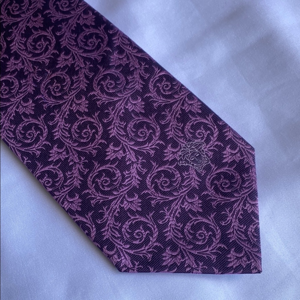 Versace Purple Paisley Silk Tie